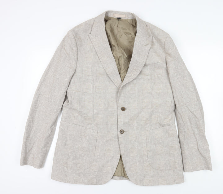 Marks and Spencer Men's Beige Check Blazer, 44L