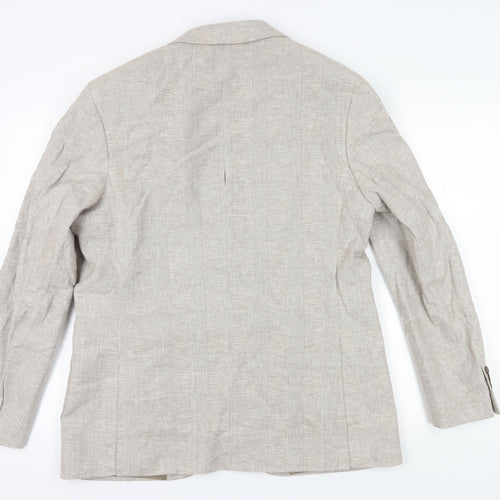 Marks and Spencer Men's Beige Check Blazer, 44L