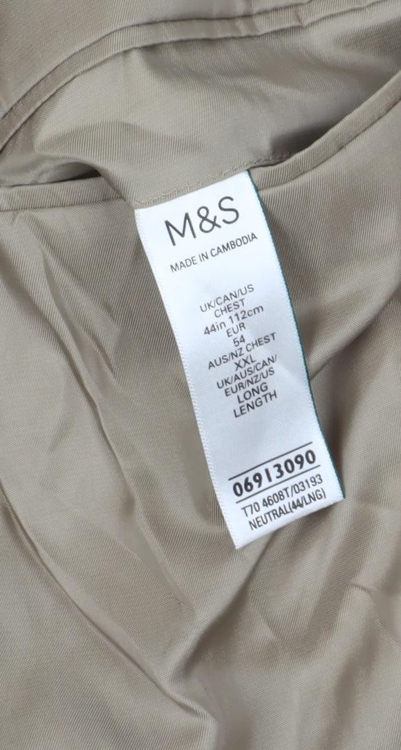 Marks and Spencer Men's Beige Check Blazer, 44L