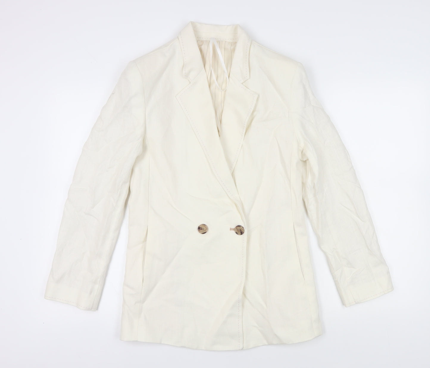 Marks and Spencer Women's Ivory Size 6 Double-Breasted Suit Jacket