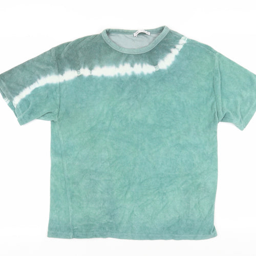 Zara Girls Green Tie-Dye T-Shirt 13-14 Years Crew Neck