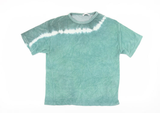 Zara Girls Green Tie-Dye T-Shirt 13-14 Years Crew Neck