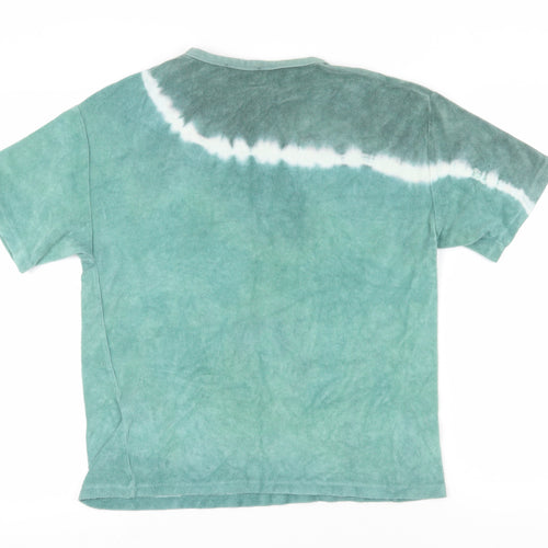 Zara Girls Green Tie-Dye T-Shirt 13-14 Years Crew Neck