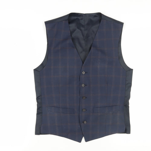 Alexandre of England Men's Navy Check Suit Waistcoat 38R