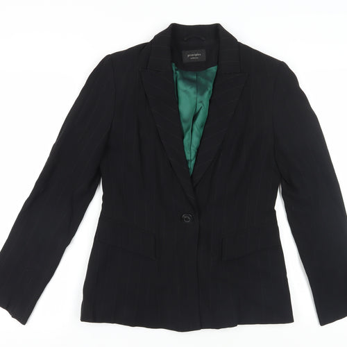 Principles Women's Black Pinstripe Blazer Jacket Size 10