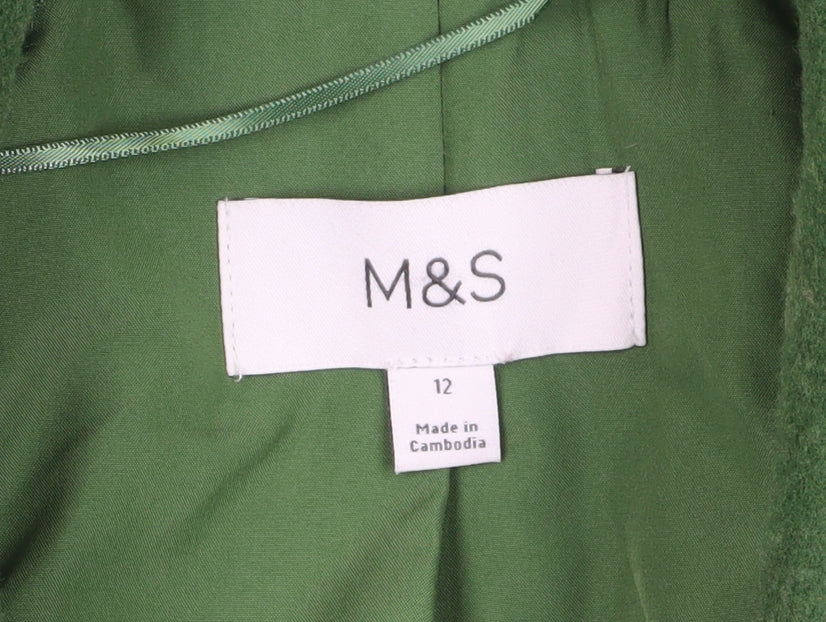 Marks and Spencer Women's Green Wool Overcoat