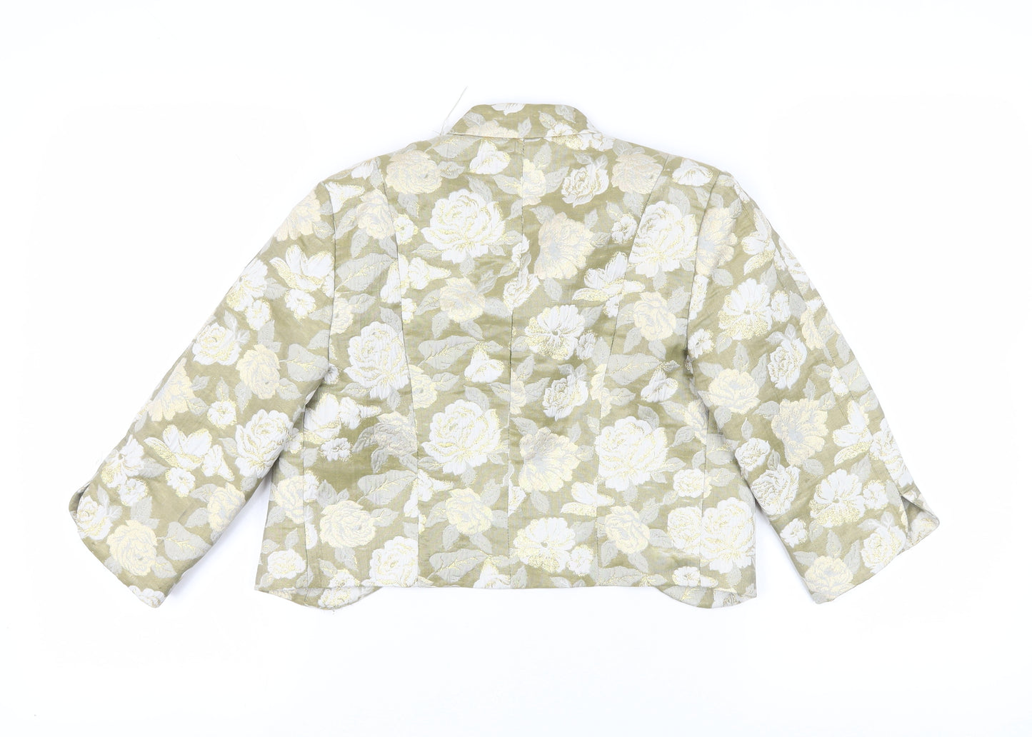 Topshop Women's Green Floral Cropped Blazer Jacket Size 8