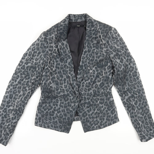Fransa Women's Grey Animal Print Blazer Size 8