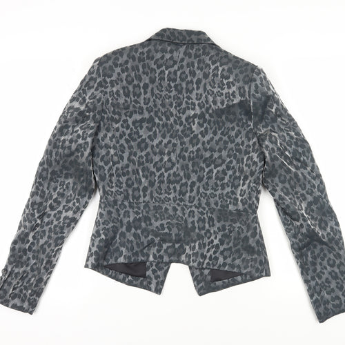 Fransa Women's Grey Animal Print Blazer Size 8