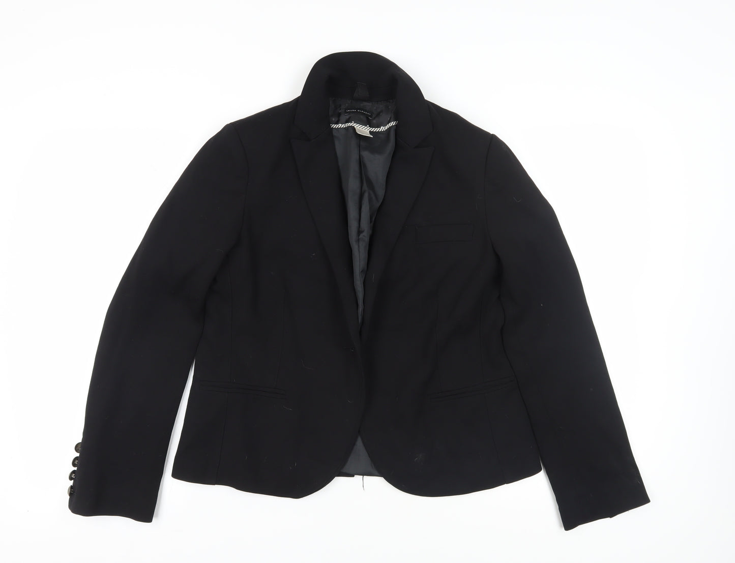 Laura Clement Women's Black Blazer Size 4 Business
