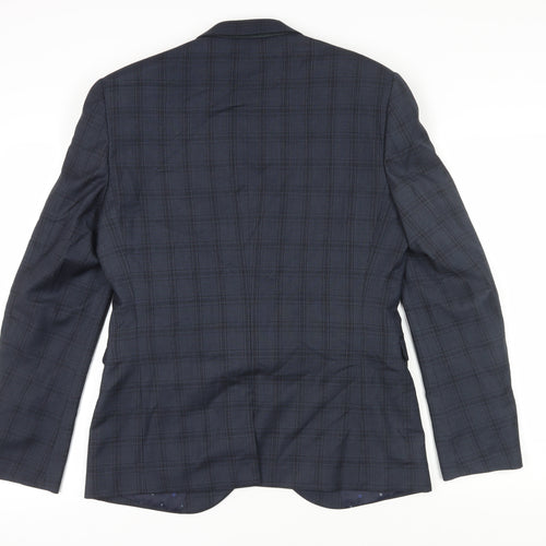 Next Men’s Blue Plaid Blazer - Size 40R, Formal Style