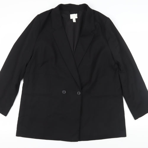 H&M Women's Black Suit Jacket, Size 12, Double-Breasted