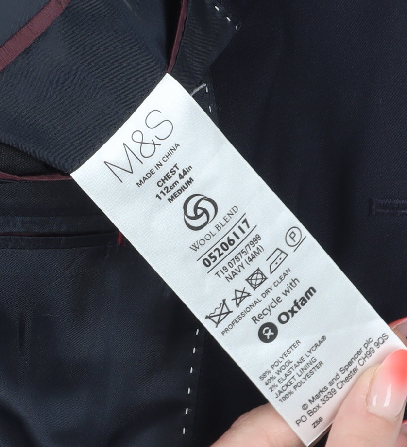 Marks and Spencer Men's Black Blazer 44 Regular Fit