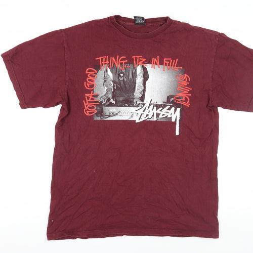 Stussy Men's Red Graphic Print T-Shirt L