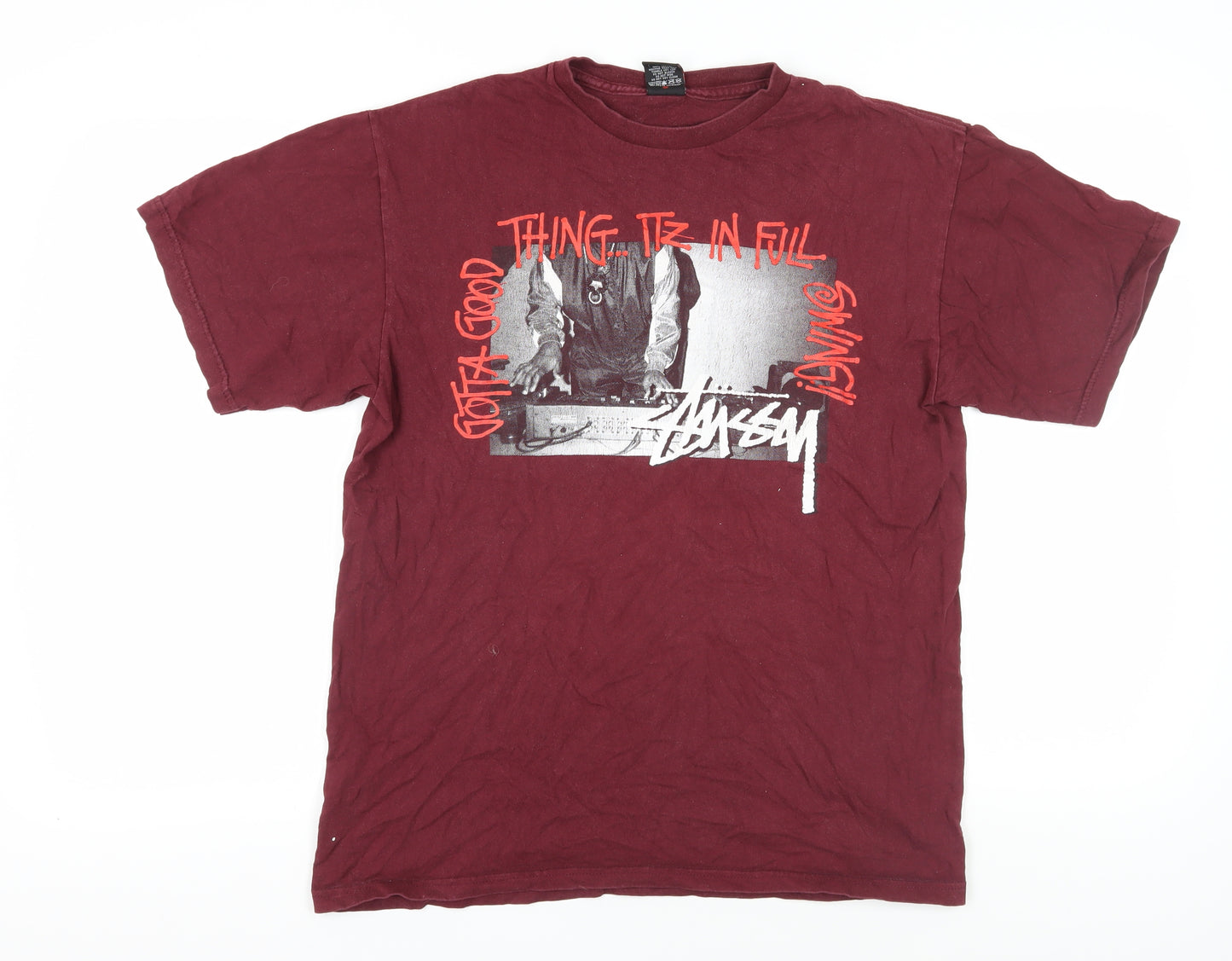 Stussy Men's Red Graphic Print T-Shirt L