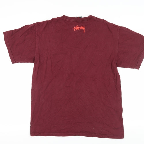 Stussy Men's Red Graphic Print T-Shirt L