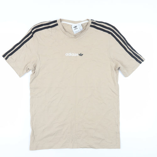 Adidas Men's Beige T-Shirt Size S Crew Neck Casual