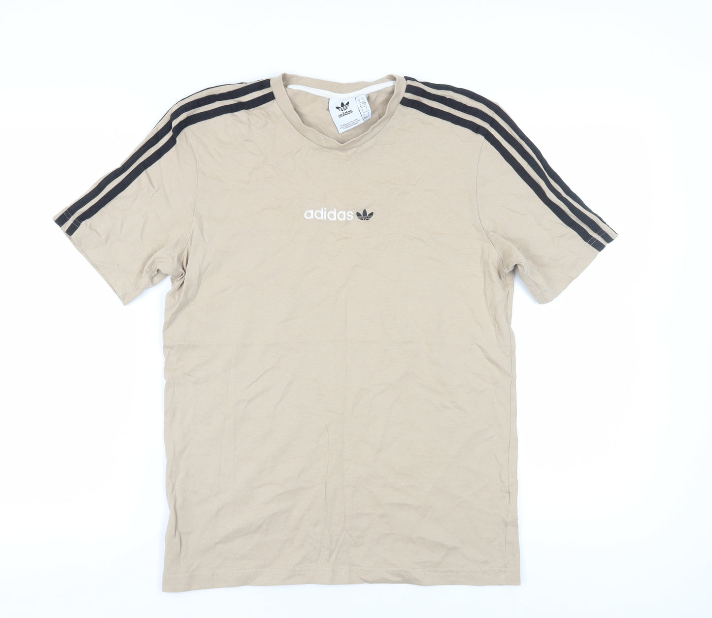 Adidas Men's Beige T-Shirt Size S Crew Neck Casual