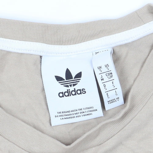 Adidas Men's Beige T-Shirt Size S Crew Neck Casual