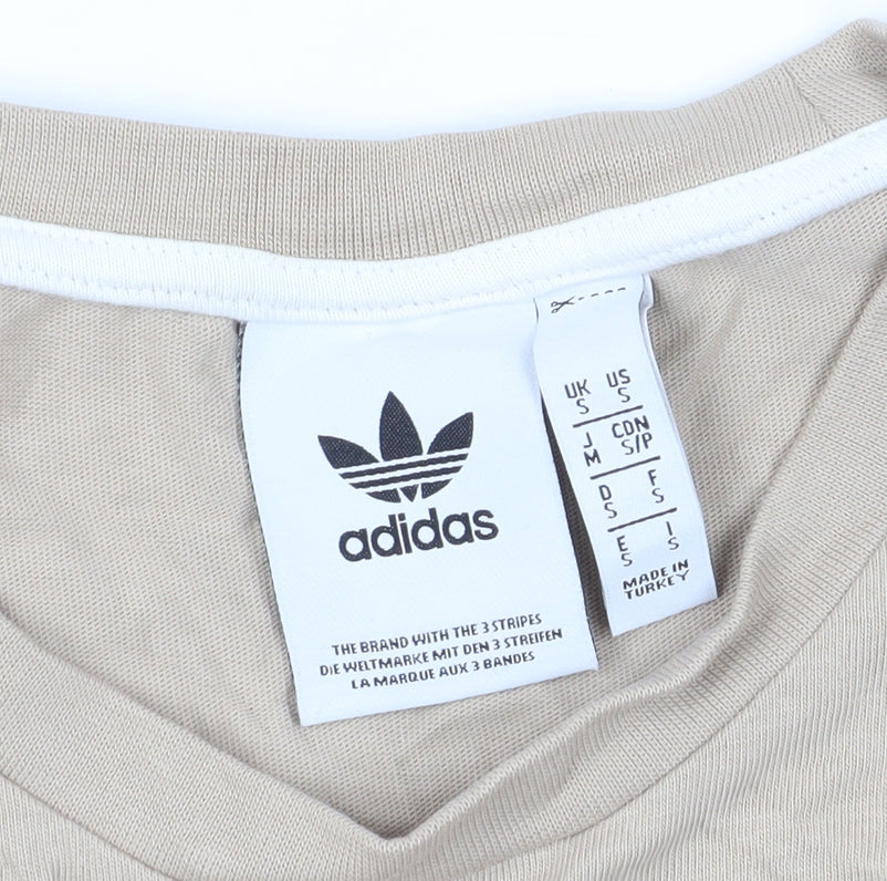 Adidas Men's Beige T-Shirt Size S Crew Neck Casual