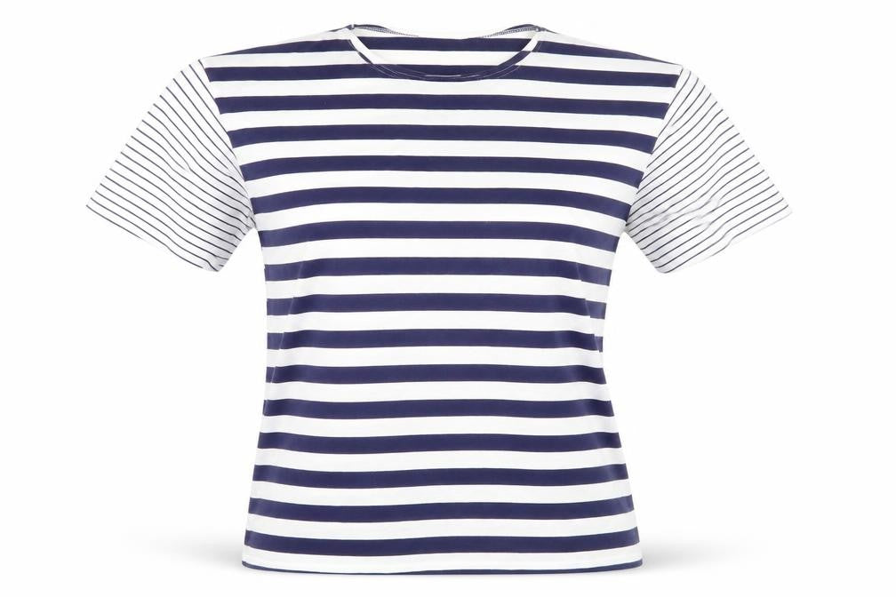 Front view of Marks & Spencer Blue Striped Women's T-Shirt M