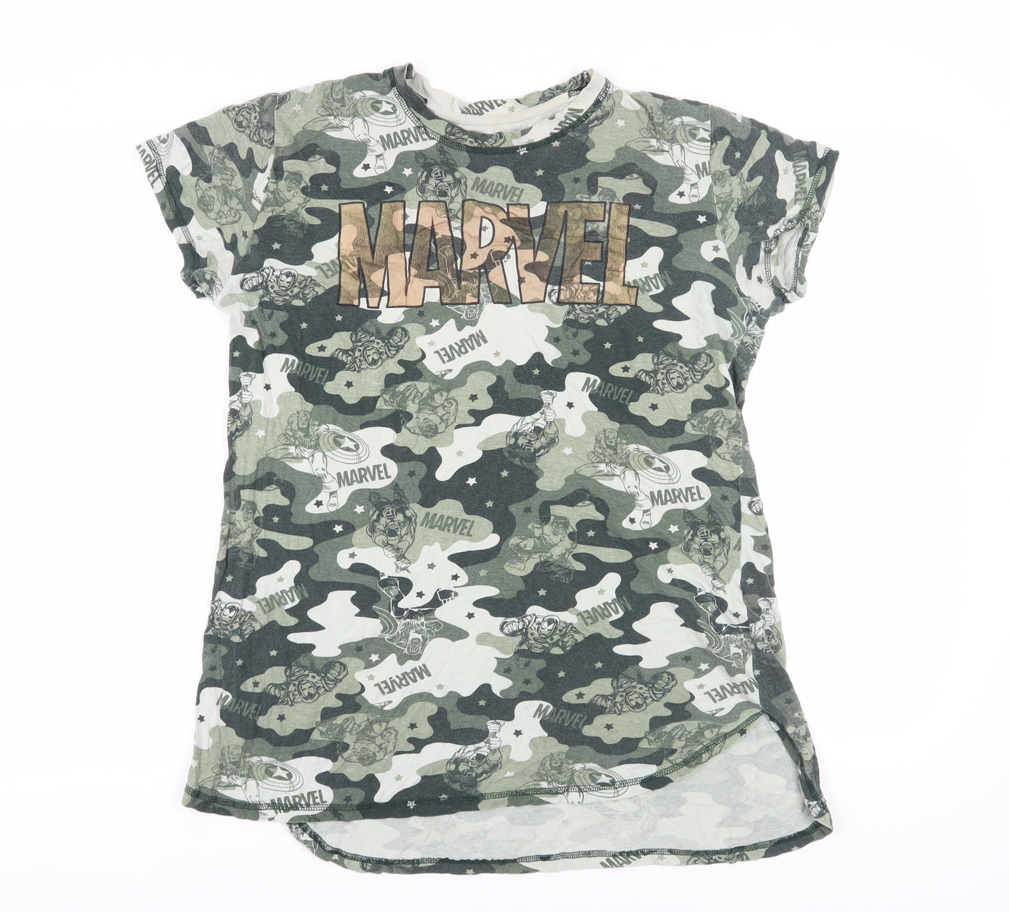 Marvel Women's Green Camouflage T-Shirt - Size M 10-12