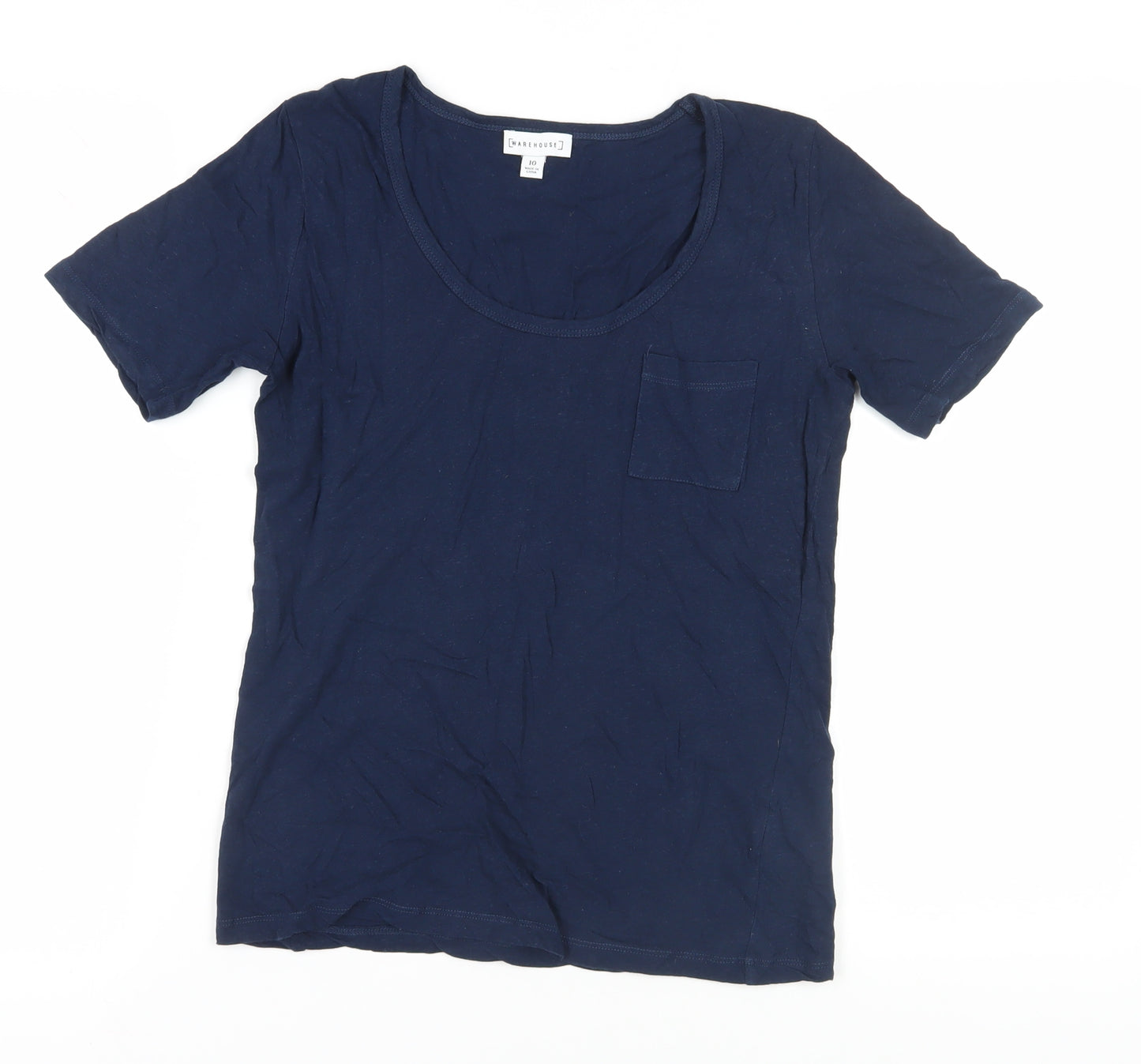 Warehouse Women's Blue T-Shirt Size 10 Basic Summer