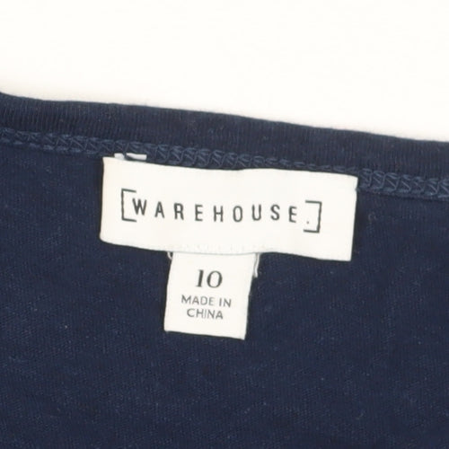 Warehouse Women's Blue T-Shirt Size 10 Basic Summer