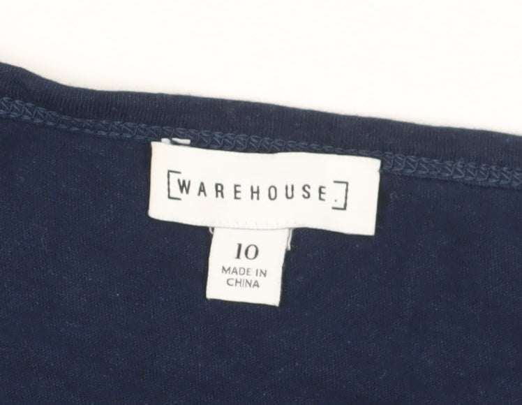 Warehouse Women's Blue T-Shirt Size 10 Basic Summer