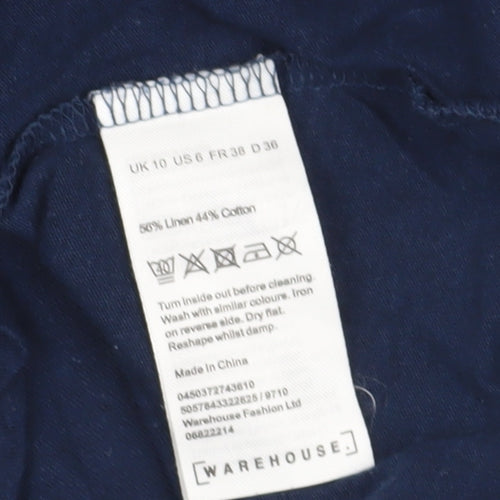 Warehouse Women's Blue T-Shirt Size 10 Basic Summer