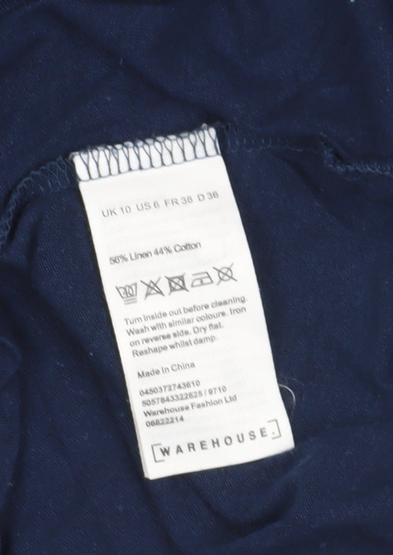 Warehouse Women's Blue T-Shirt Size 10 Basic Summer