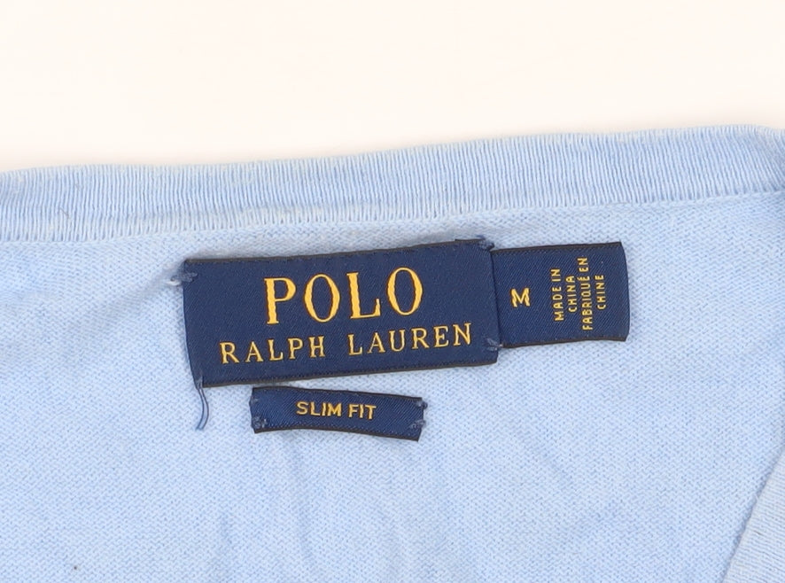 Polo Ralph Lauren Men's Blue V-Neck Slim Fit Jumper