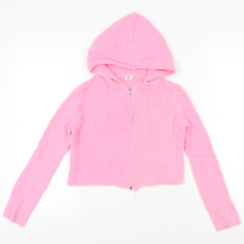 Urban Outfitters Women's Pink Full Zip Hoodie Jumper, Size 12