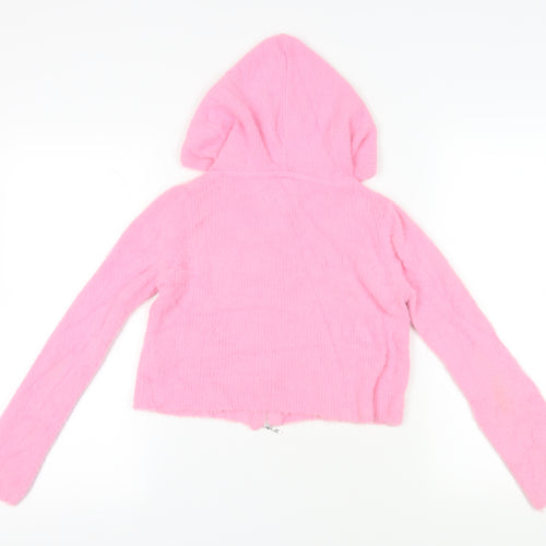 Urban Outfitters Women's Pink Full Zip Hoodie Jumper, Size 12