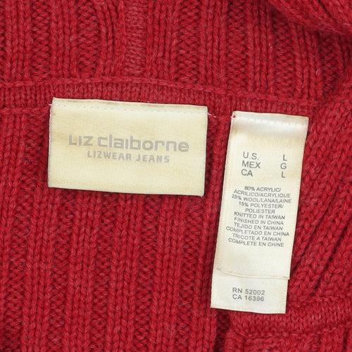 Liz Claiborne Women's Red Full Zip Hooded Cardigan Size 16