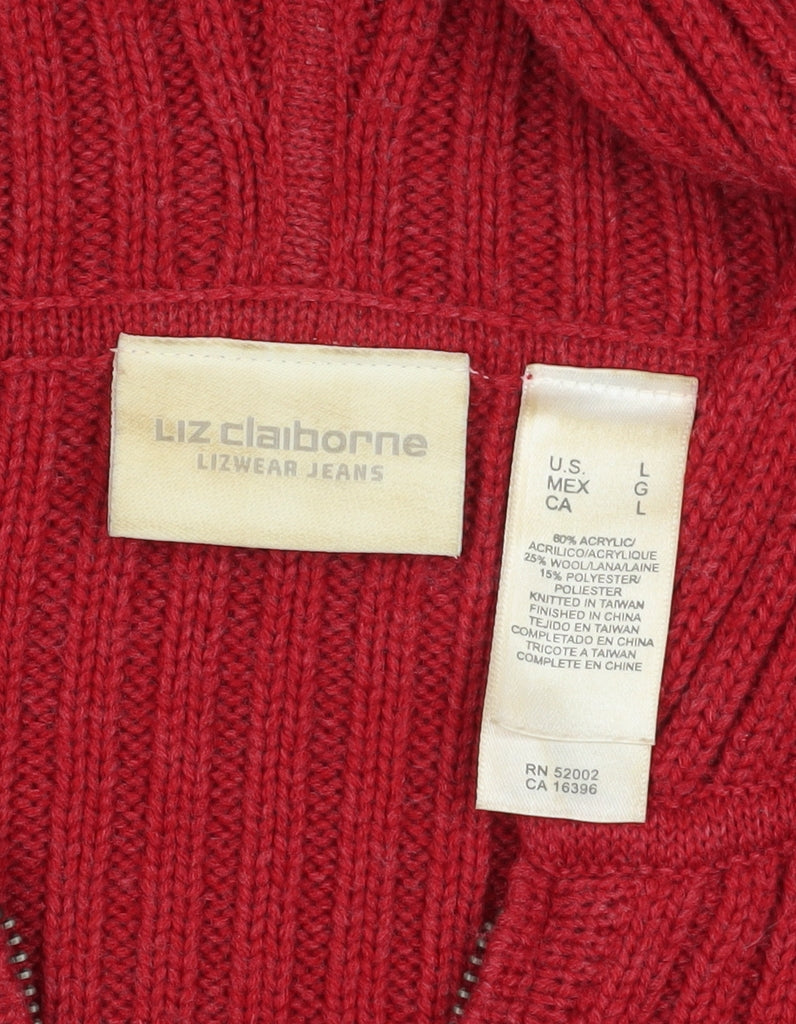 Liz Claiborne Women's Red Full Zip Hooded Cardigan Size 16