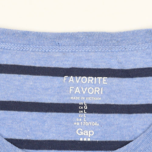 Gap Women's Blue Striped Long Sleeve T-Shirt