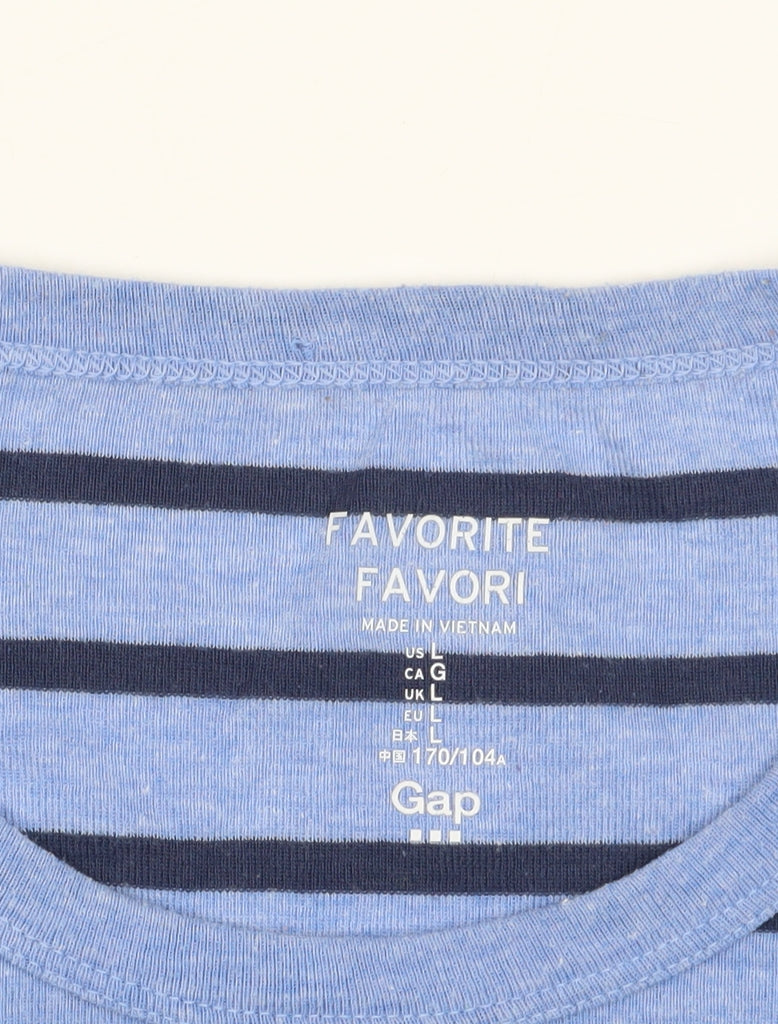 Gap Women's Blue Striped Long Sleeve T-Shirt