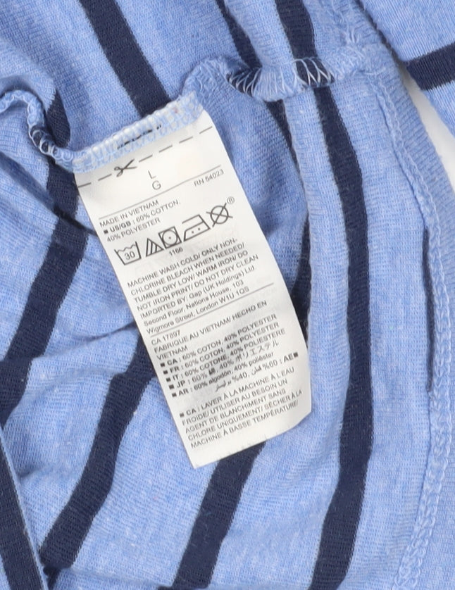 Gap Women's Blue Striped Long Sleeve T-Shirt