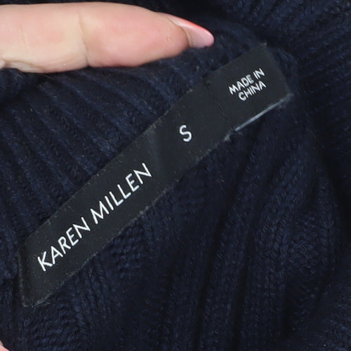 Karen Millen Women's Blue Mock Neck Jumper in Size S