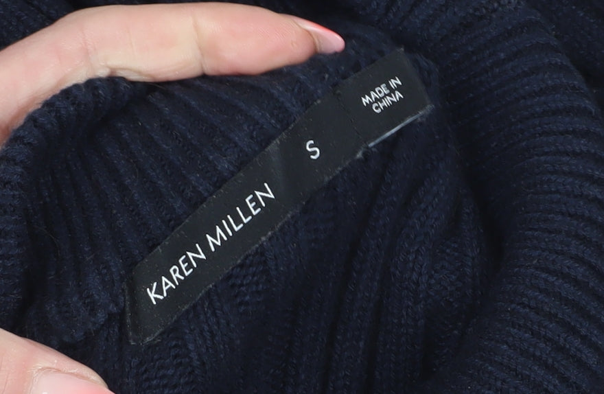 Karen Millen Women's Blue Mock Neck Jumper in Size S