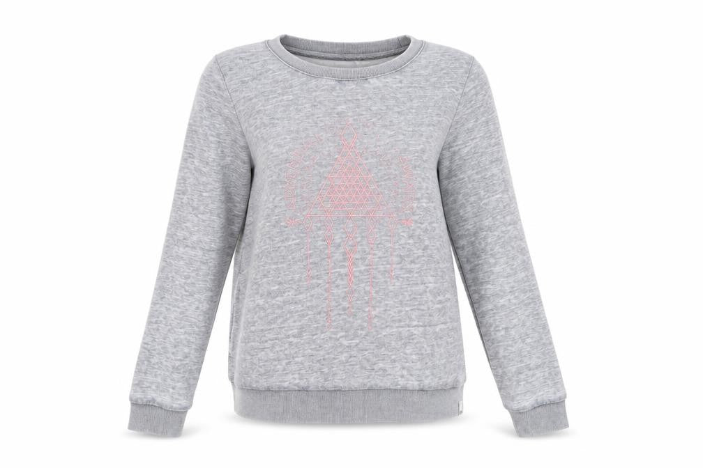 Front view of Animal Women's Grey Graphic Sweatshirt, size 14, Pullover