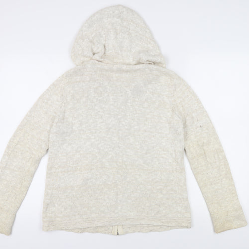 FatFace Women's Ivory Cable-Knit Hooded Jumper, Size 14