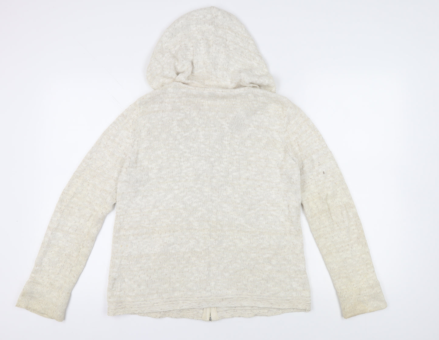 FatFace Women's Ivory Cable-Knit Hooded Jumper, Size 14