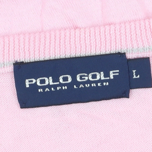 Ralph Lauren Men's Pink V-Neck Knit Pullover Jumper L