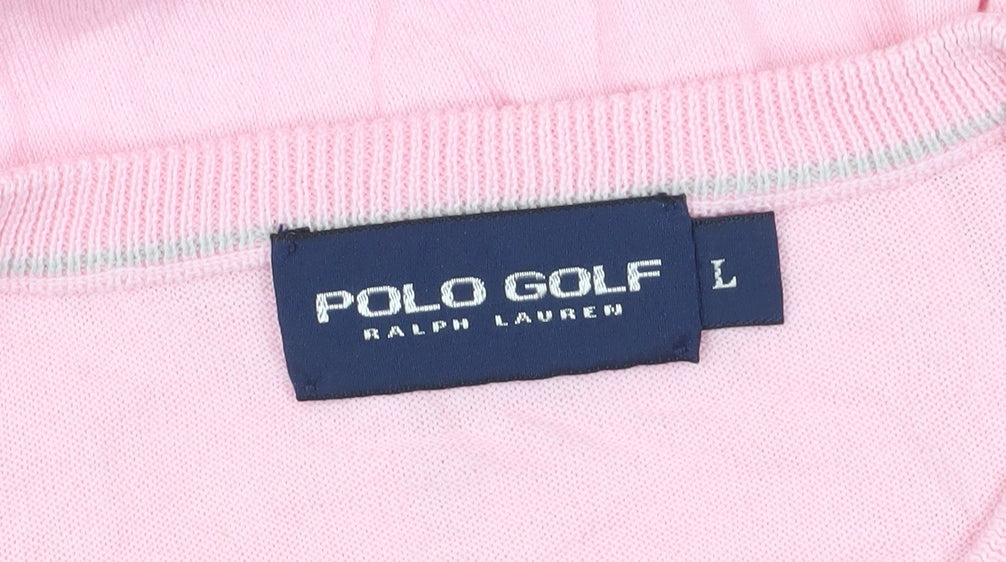 Ralph Lauren Men's Pink V-Neck Knit Pullover Jumper L