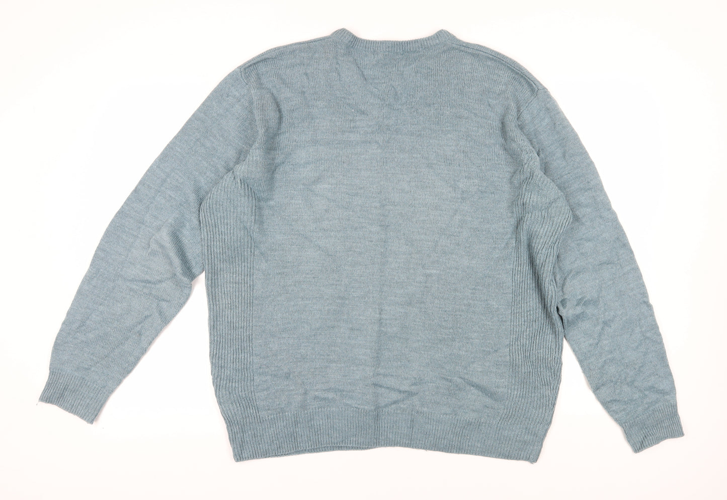 James Pringle Men's Blue Acrylic V-Neck Pullover 2XL