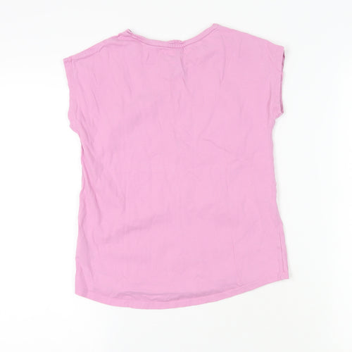 Lands' End Girls Pink Graphic T-Shirt, Summer Casual Wear