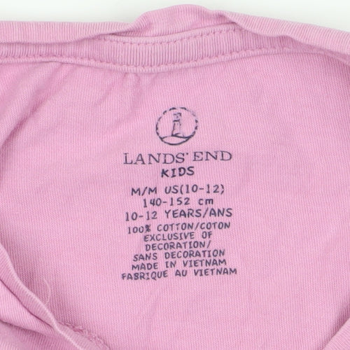 Lands' End Girls Pink Graphic T-Shirt, Summer Casual Wear