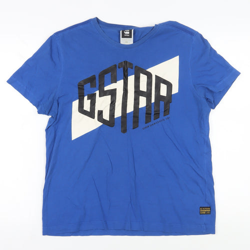 G-Star Raw Men's Blue Graphic T-Shirt L